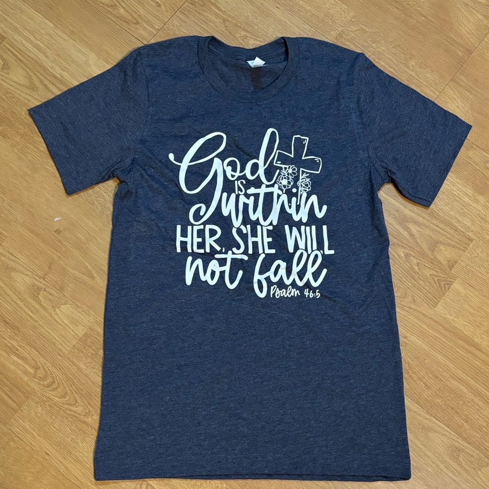 Inspirational Faith Graphic T-Shirt Navy Blue